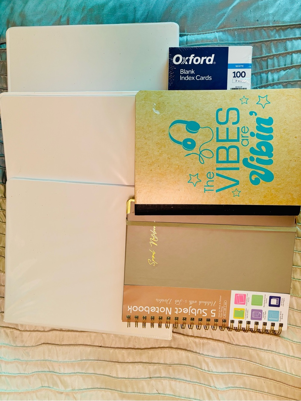 Oxford Notebooks and Blank Index Cards - Teal and Kraft Accents